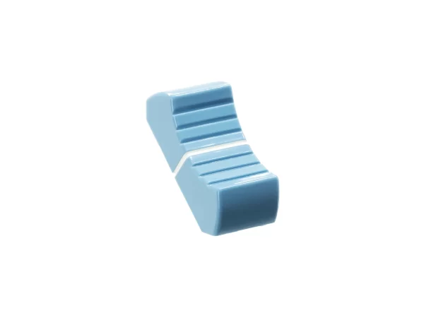VDB AUDIO FCS FADER KNOB, THIN VERSION, LIGHT BLUE angled view